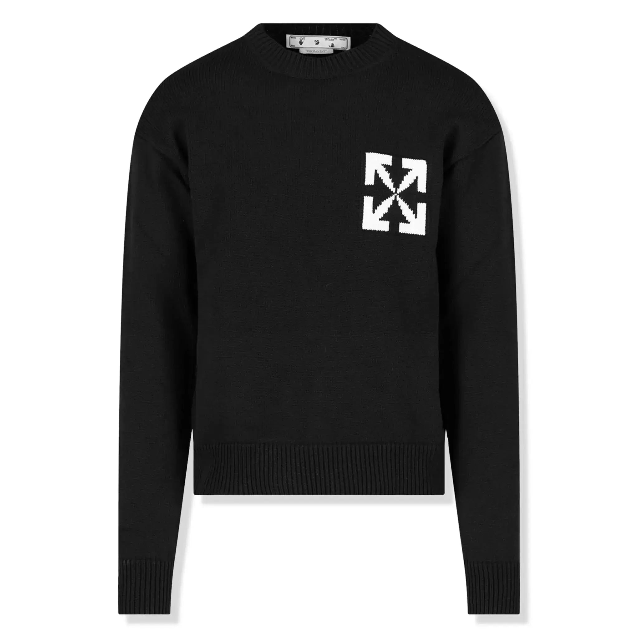 Front view of Off-White Single Arrows Black Knit Sweatshirt OMHE119C99KNI0011001